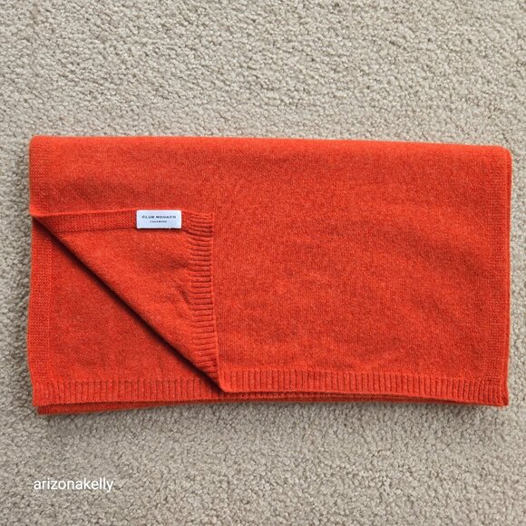 NWOT Club Monaco Cashmere Knit Scarf Orange Pumpkin - Picture 13 of 13